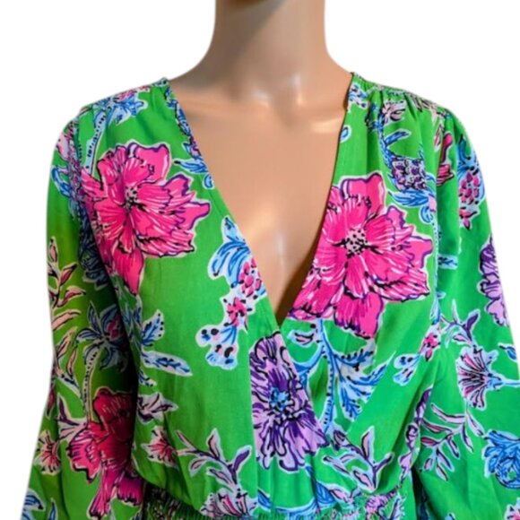 NWT Lilly Pulitzer Cristiana Midi Dress in Gecko Green Brewster Bloom Size 16 - Picture 6 of 15